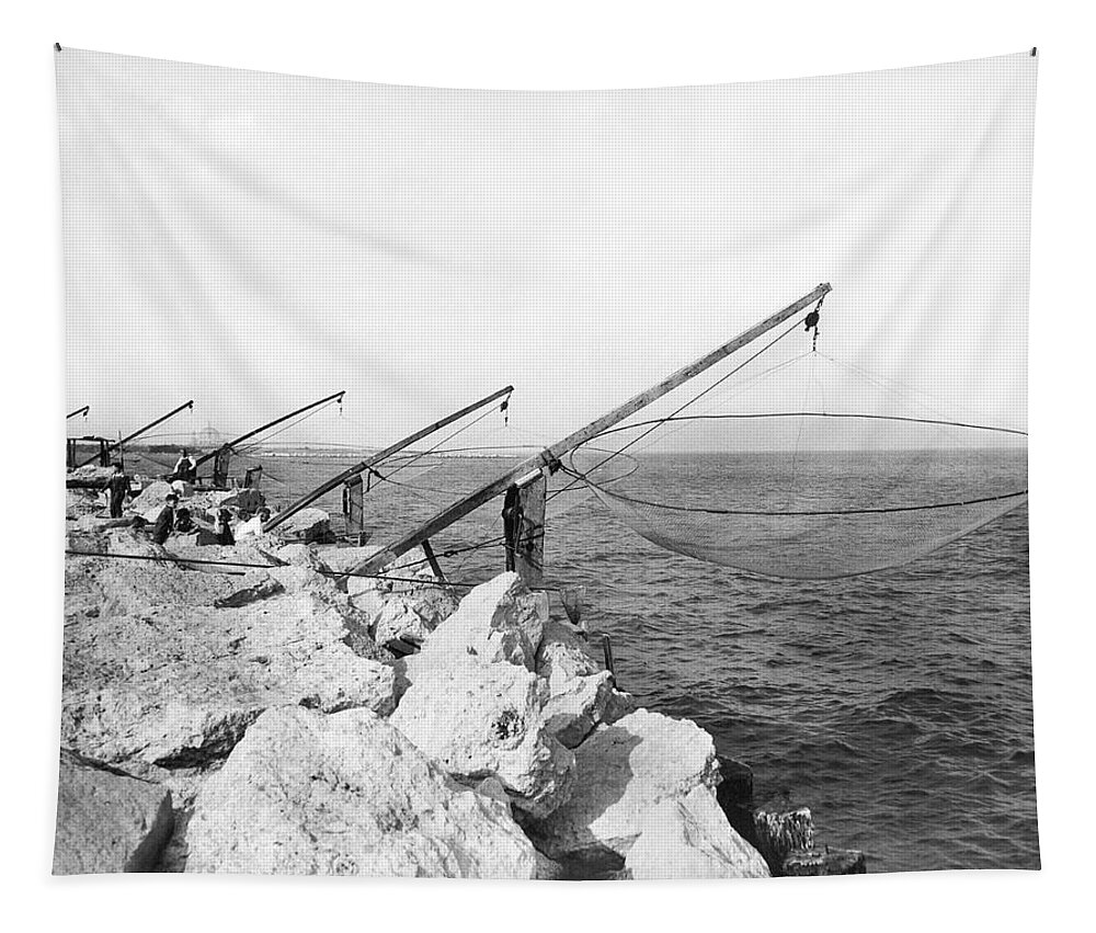 1920s Tapestry featuring the photograph Lake Michigan Fishing Nets by Underwood Archives