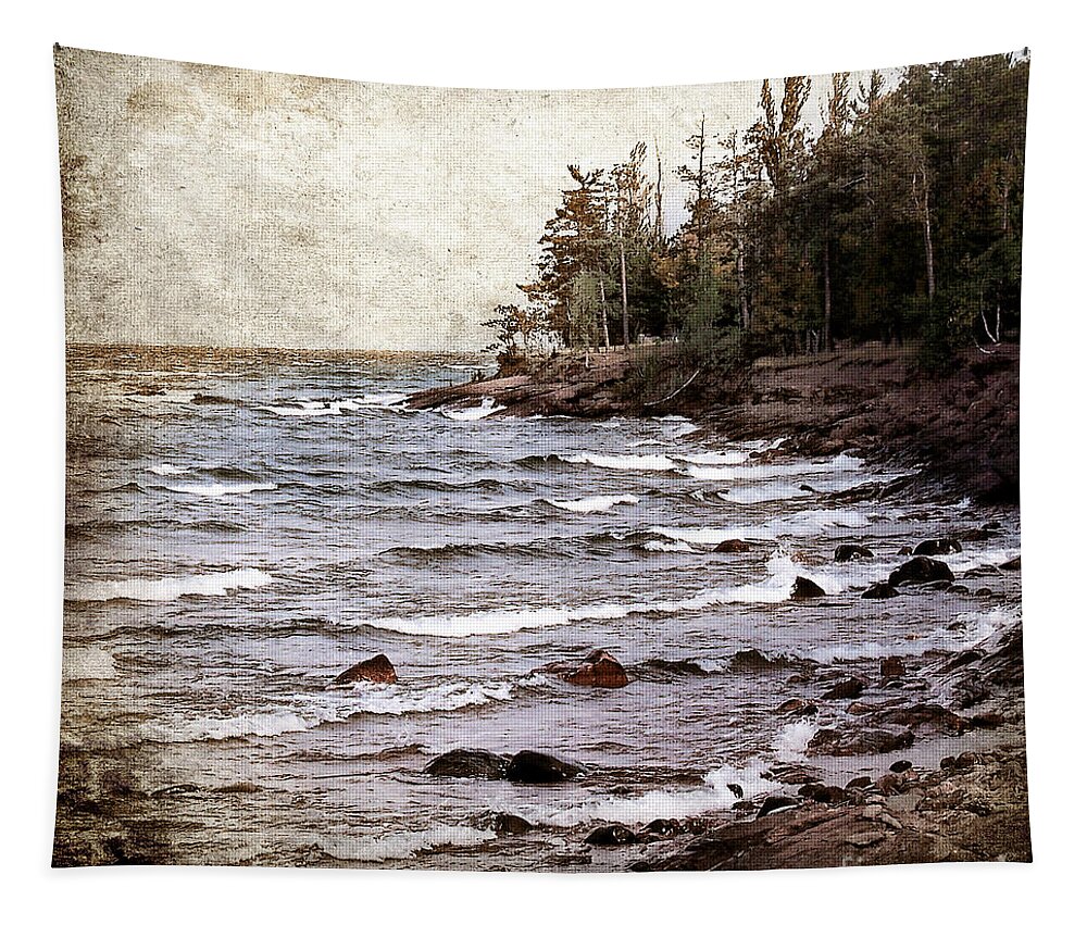 Lake Tapestry featuring the photograph Lake Superior Waves by Phil Perkins