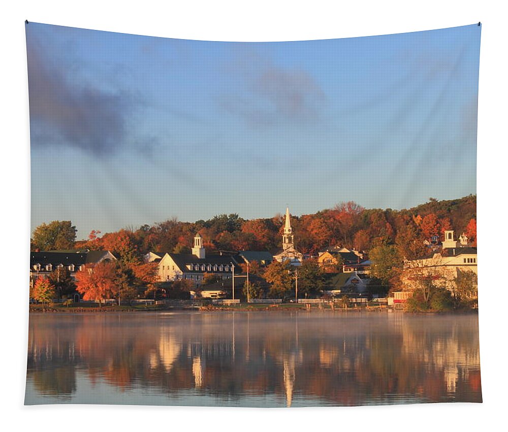 Autumn Tapestry featuring the photograph Lake Winnipesaukee Meredith Autumn Morning by John Burk