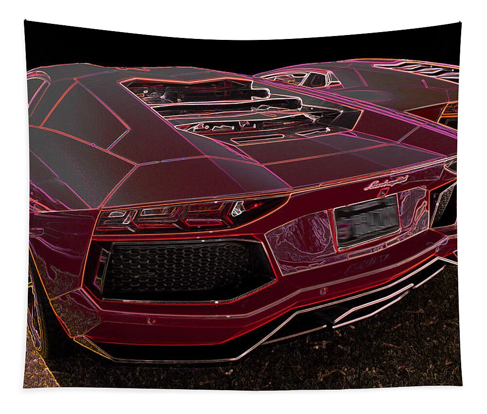 Lamborghini Tapestry featuring the digital art Lambo art by Darrell Foster