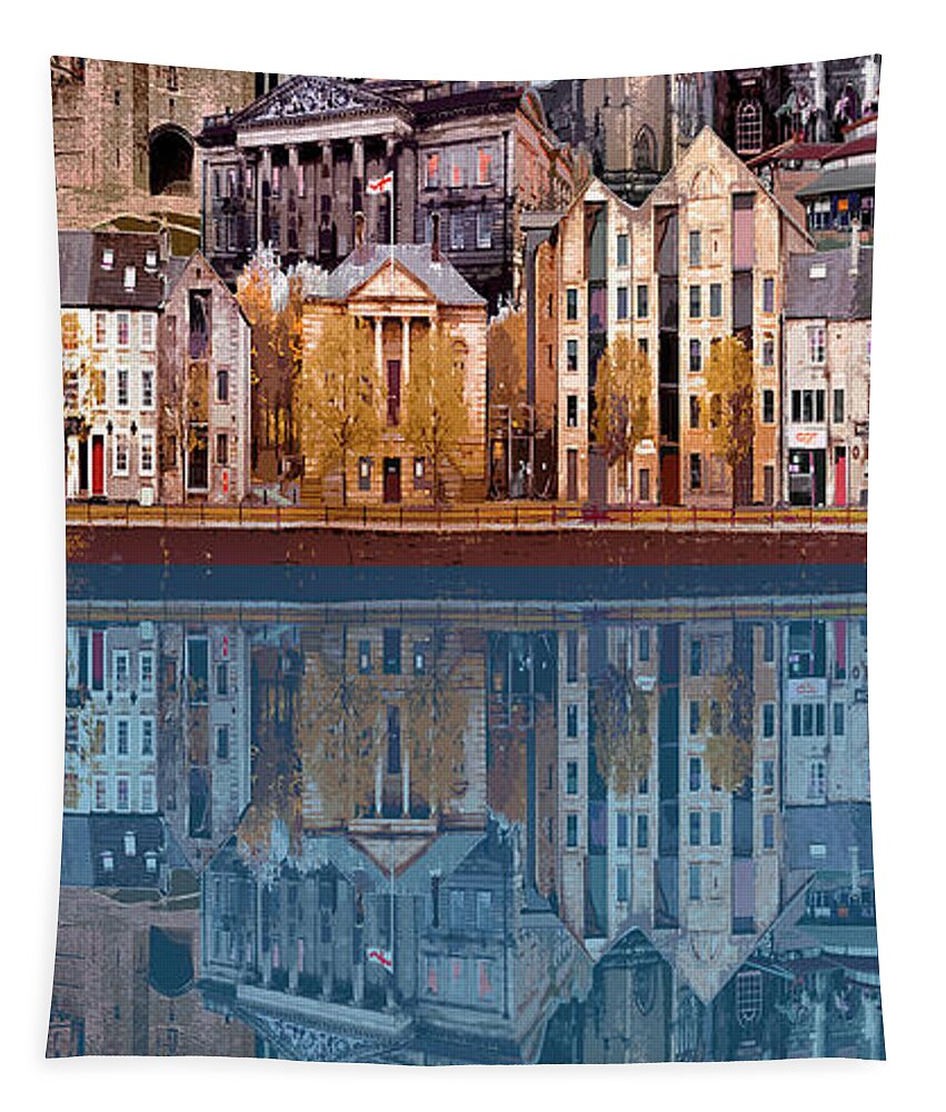 Lancaster Tapestry featuring the digital art Lancaster Montage - Blue by Joe Tamassy