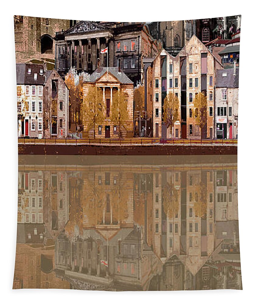 Lancaster Tapestry featuring the digital art Lancaster Montage - Sepia by Joe Tamassy