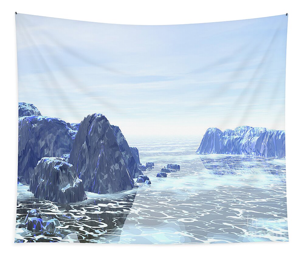 Landscape Tapestry featuring the digital art Land of Ice by Phil Perkins