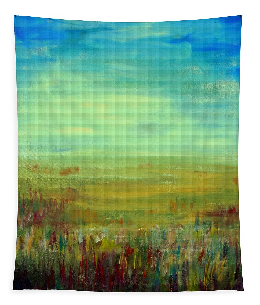 Landscape Abstract Tapestry featuring the painting Landscape Abstract by Julie Lueders 