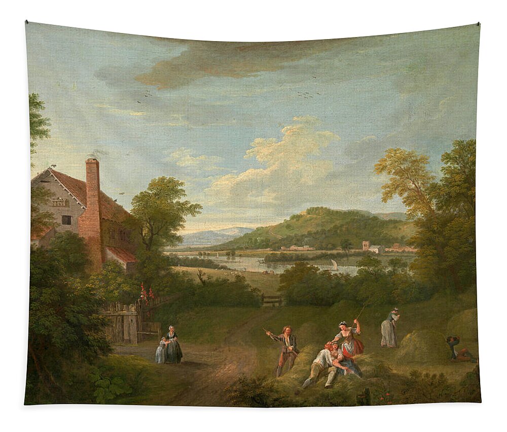 George Lambert Tapestry featuring the painting Landscape with Farmworkers by George Lambert
