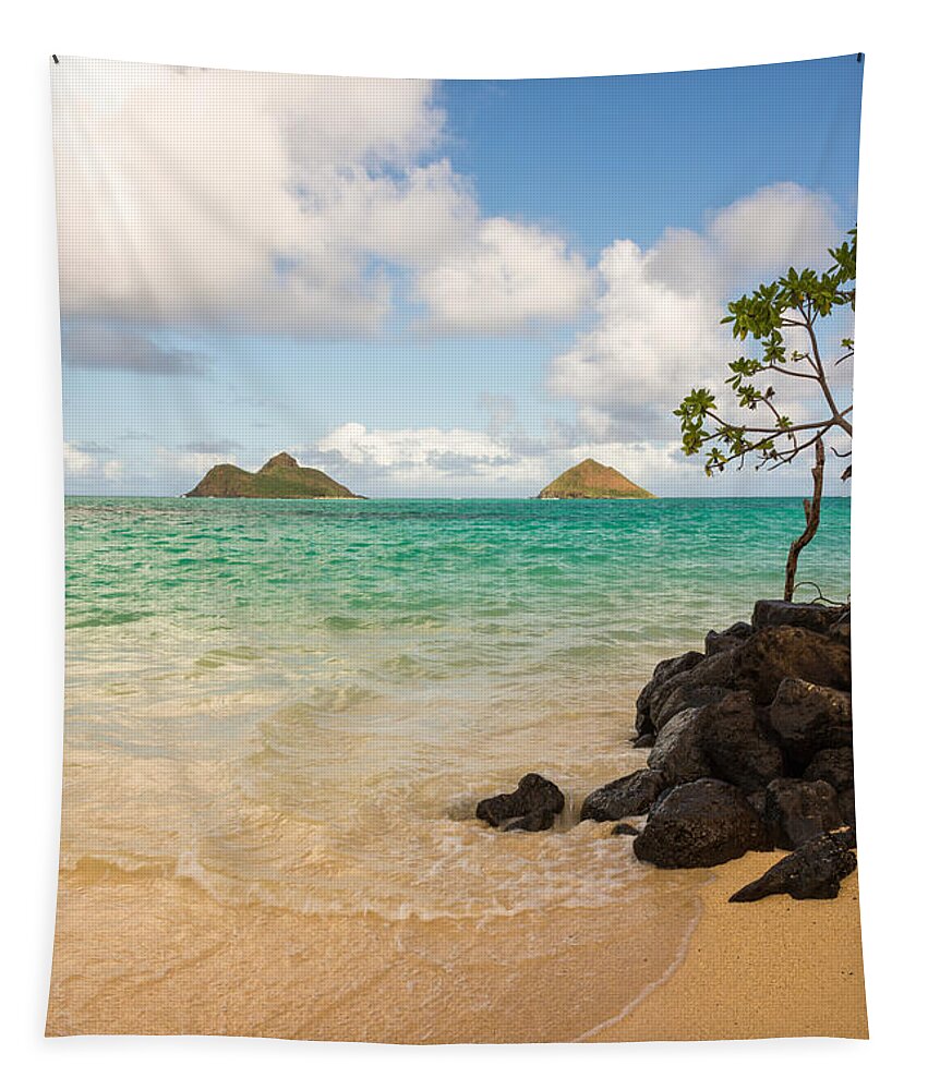 Lanikai Kailua Oahu Hawaii Beach Park Seascape Tapestry featuring the photograph Lanikai Beach 1 - Oahu Hawaii by Brian Harig