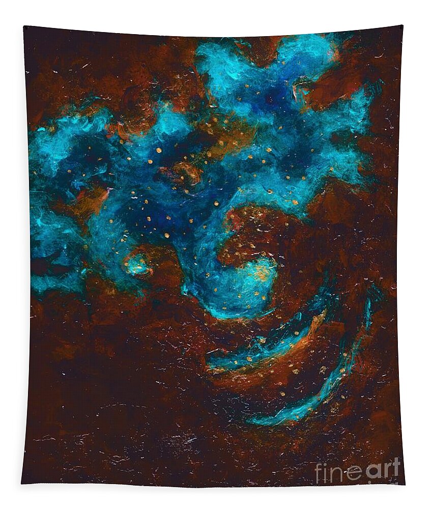 #abstract #abstraction #art #artist #beautiful #colorful #contemporaryart #expressionism #fineart #followart #iloveart #interiordesign #luxuryart #modernart #mood #nature #natureaddict #newartwork #painting #science #scifi #space #surreal #surrealism #allisonconstantino Tapestry featuring the painting Lapis Lazuli Nebula by Allison Constantino