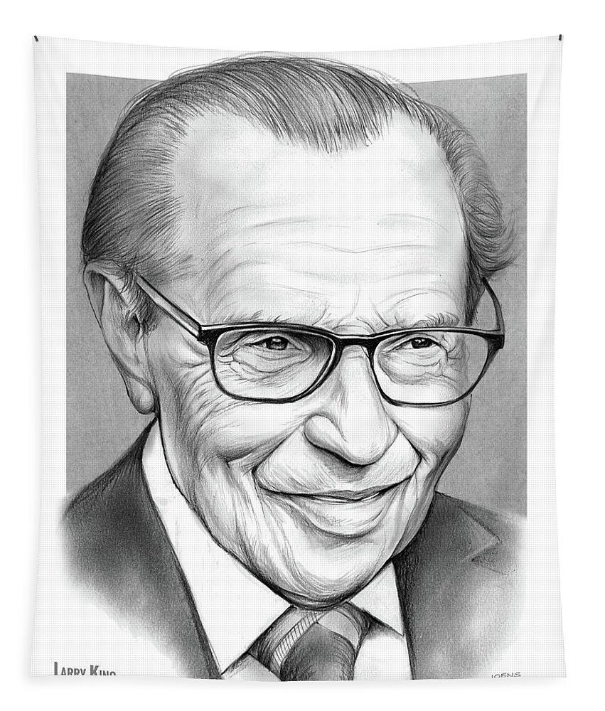 Larry King Tapestry featuring the drawing Larry King by Greg Joens