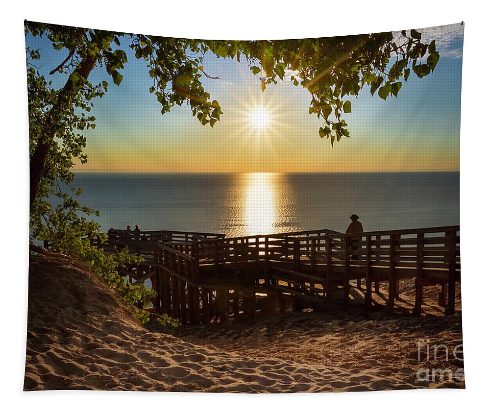 Sunset Tapestry featuring the photograph Last Burst of Light by Karen Jorstad