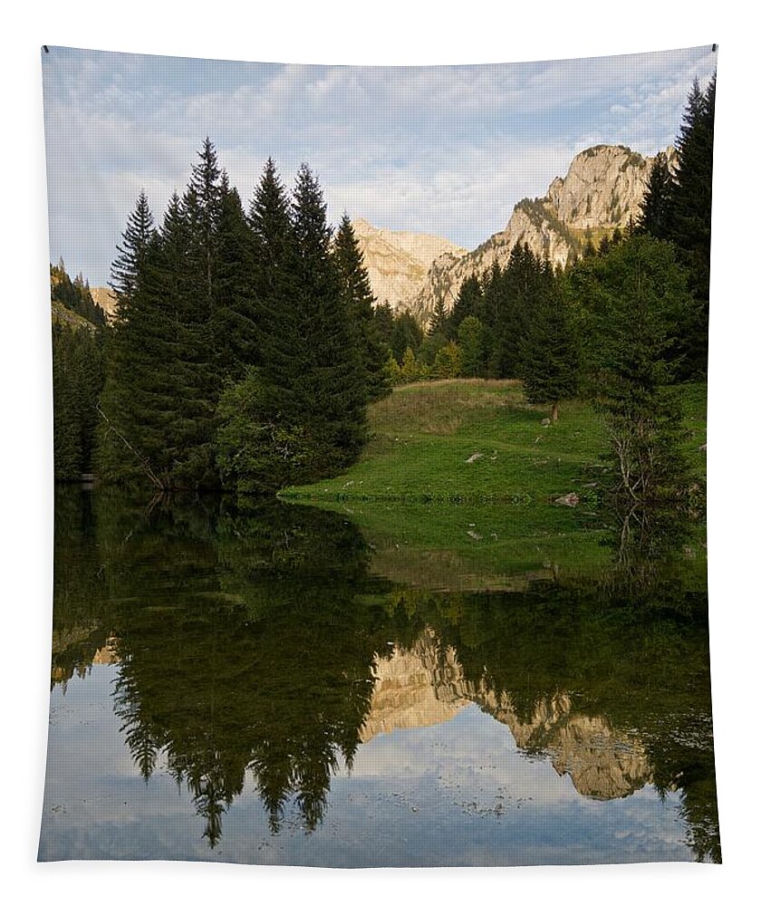 Lac De Fontaine Tapestry featuring the photograph Last Light at Lac De Fontaine by Stephen Taylor