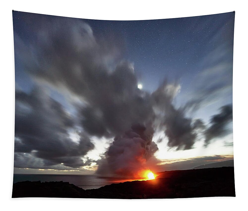 Lava Tapestry featuring the photograph Lava Flow At Night by Christopher Johnson
