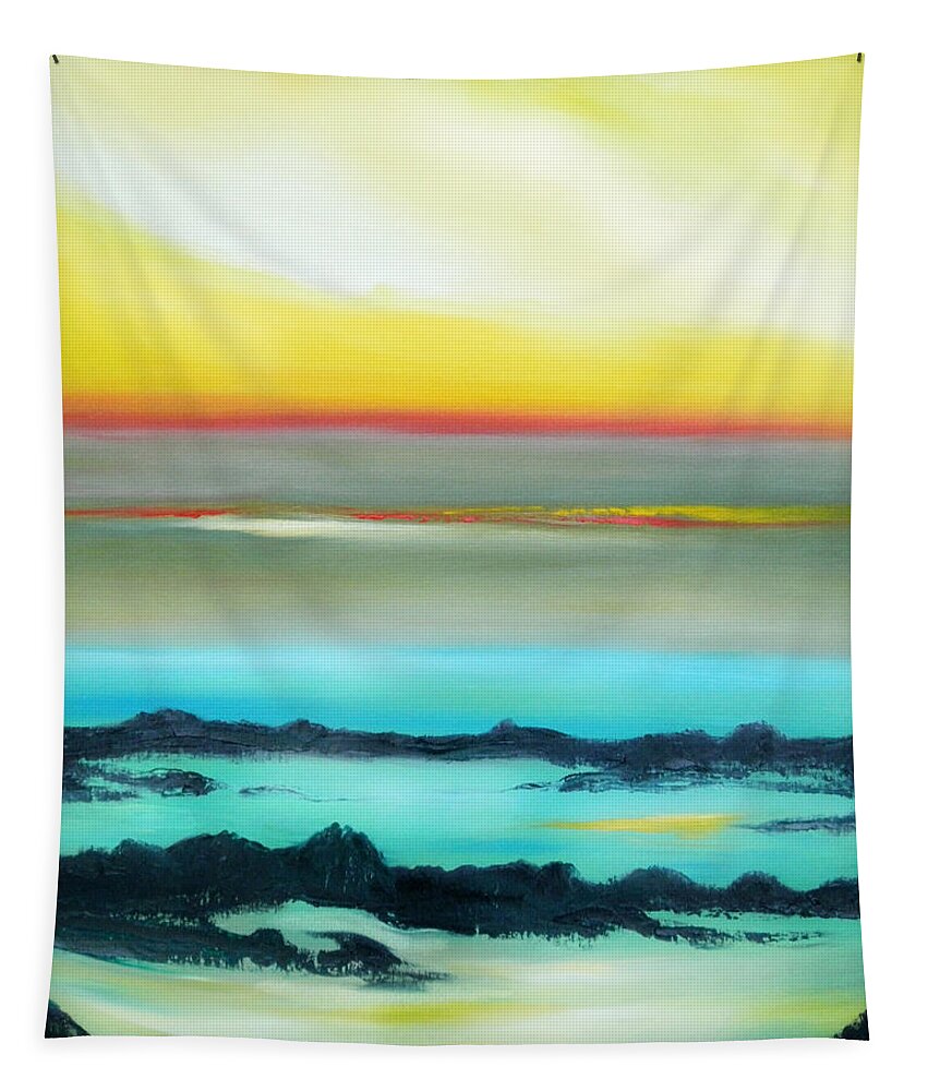 Sunset Tapestry featuring the painting Lava Rock Sunset 2 by Gina De Gorna