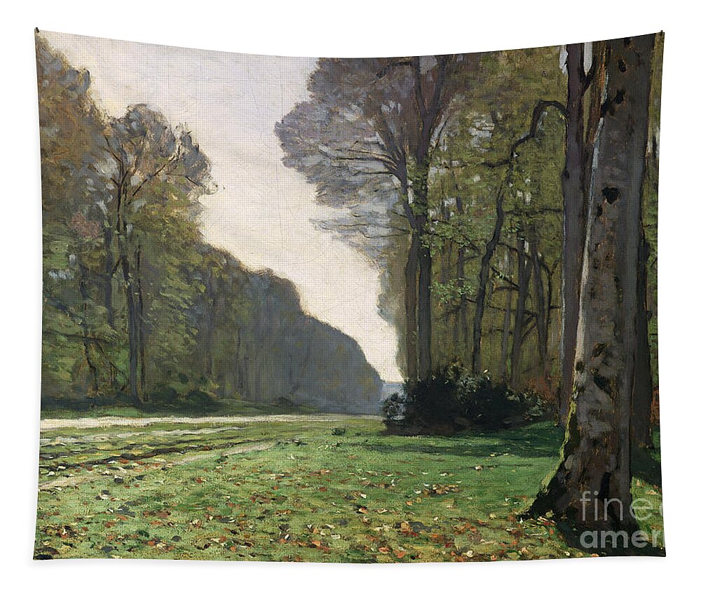 The Tapestry featuring the painting Le Pave de Chailly by Claude Monet