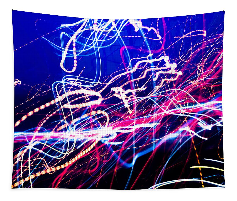 Abstract Photographs Tapestry featuring the photograph LED Neon Gas Dance UFA #2 by John Williams
