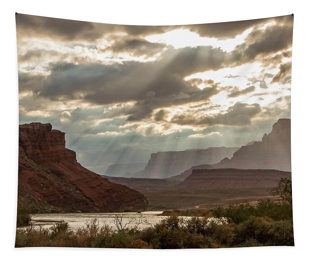 Arizona Tapestry featuring the photograph Lee's Ferry at Sunset by Teresa Wilson