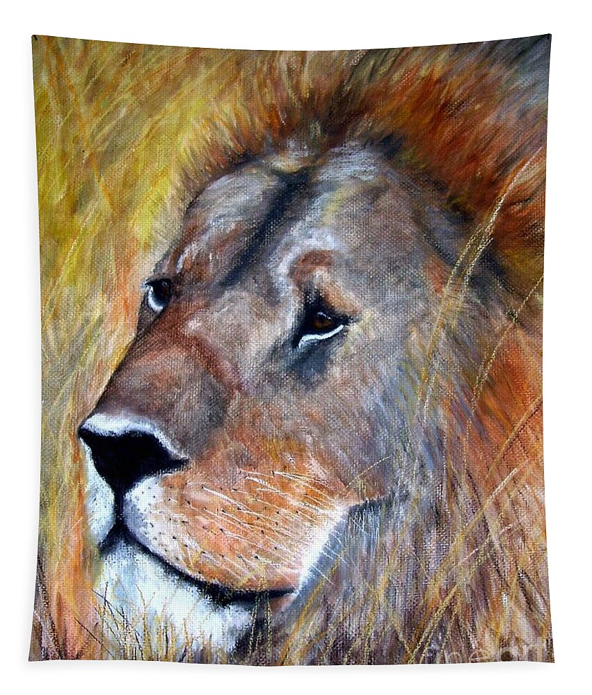 Lion Tapestry featuring the painting leo by Frances Marino
