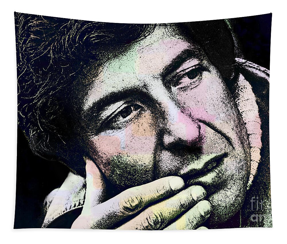 Leonard Cohen Tapestry featuring the digital art Leonard Cohen - Drawing Tribute by Ian Gledhill