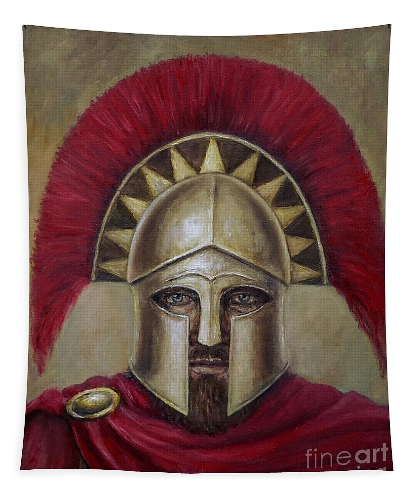 Warrior Tapestry featuring the painting Leonidas I by Arturas Slapsys