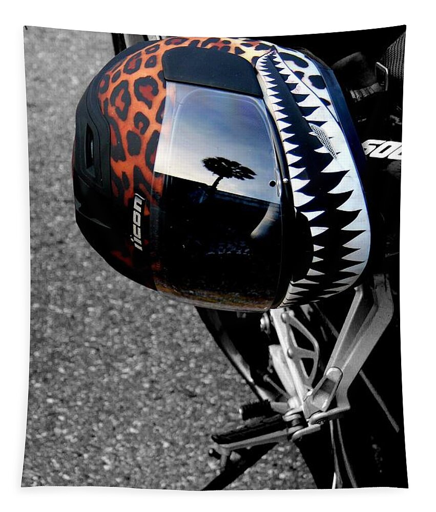 Photo For Sale Tapestry featuring the photograph Leopard Helmet by Robert Wilder Jr
