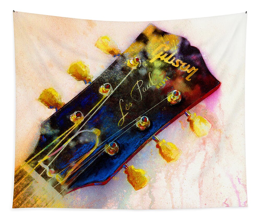 Guitar Art Tapestry featuring the painting Les is More by Andrew King