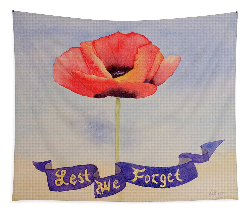Rememberance Tapestry featuring the painting Lest We Forget by Laurel Best