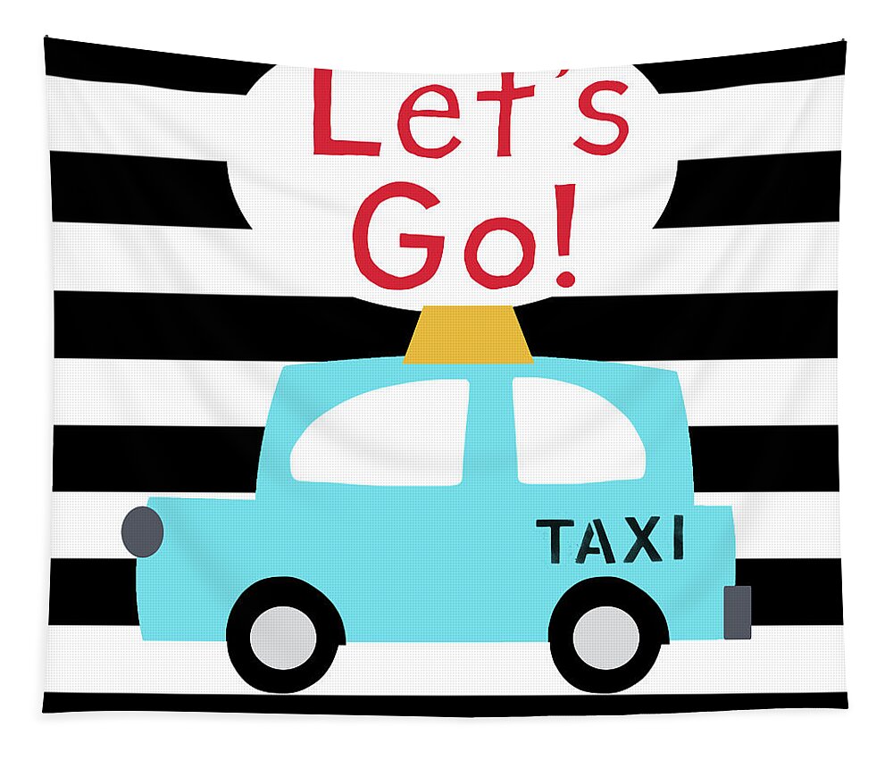 Taxi Tapestry featuring the digital art Let's Go Taxi- Art by Linda Woods by Linda Woods