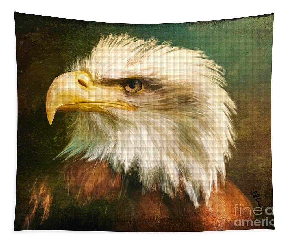 Eagle Tapestry featuring the painting American Bald Eagle by Tina LeCour
