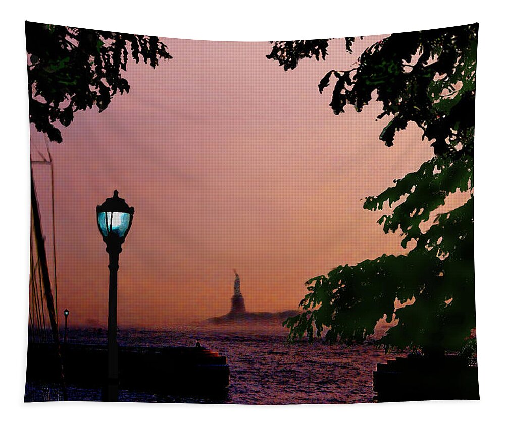 Seascape Tapestry featuring the digital art Liberty Fading seascape by Steve Karol