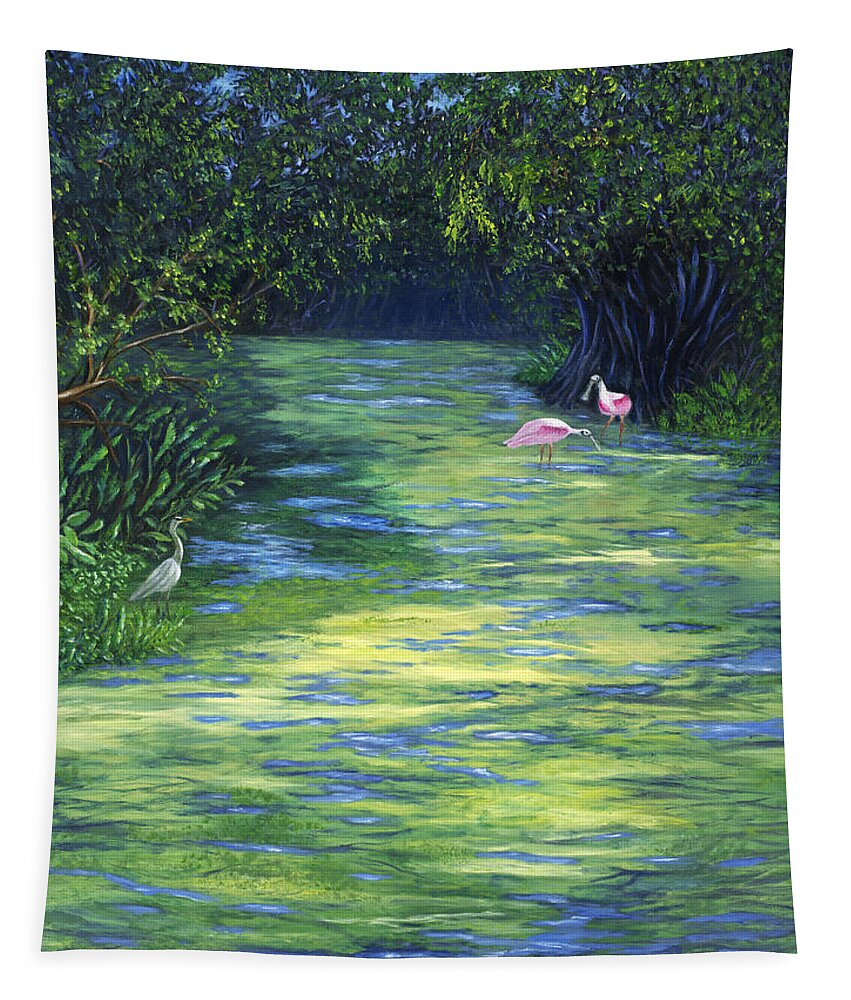 Landscape Tapestry featuring the painting Life at the Refuge by Karen Zuk Rosenblatt