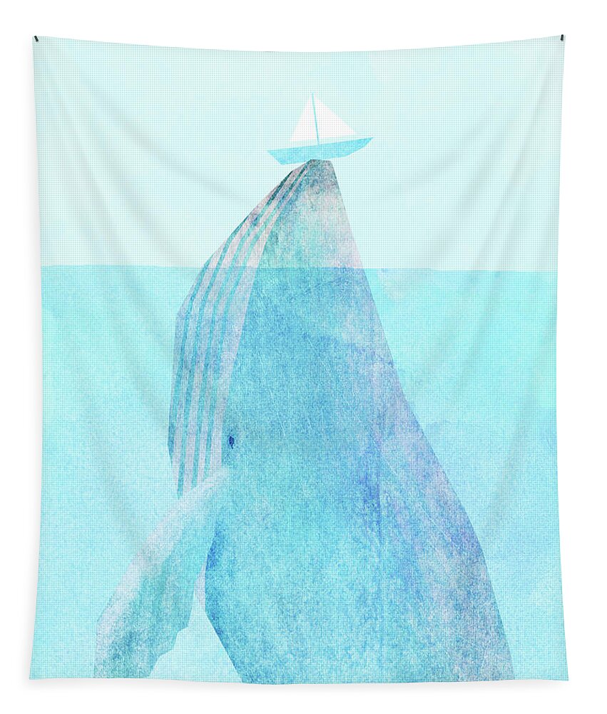 Whale Tapestry featuring the drawing Lift option by Eric Fan