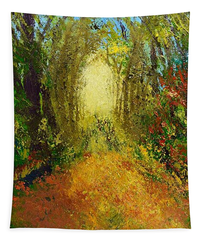  Tapestry featuring the painting Light At the End by Barrie Stark