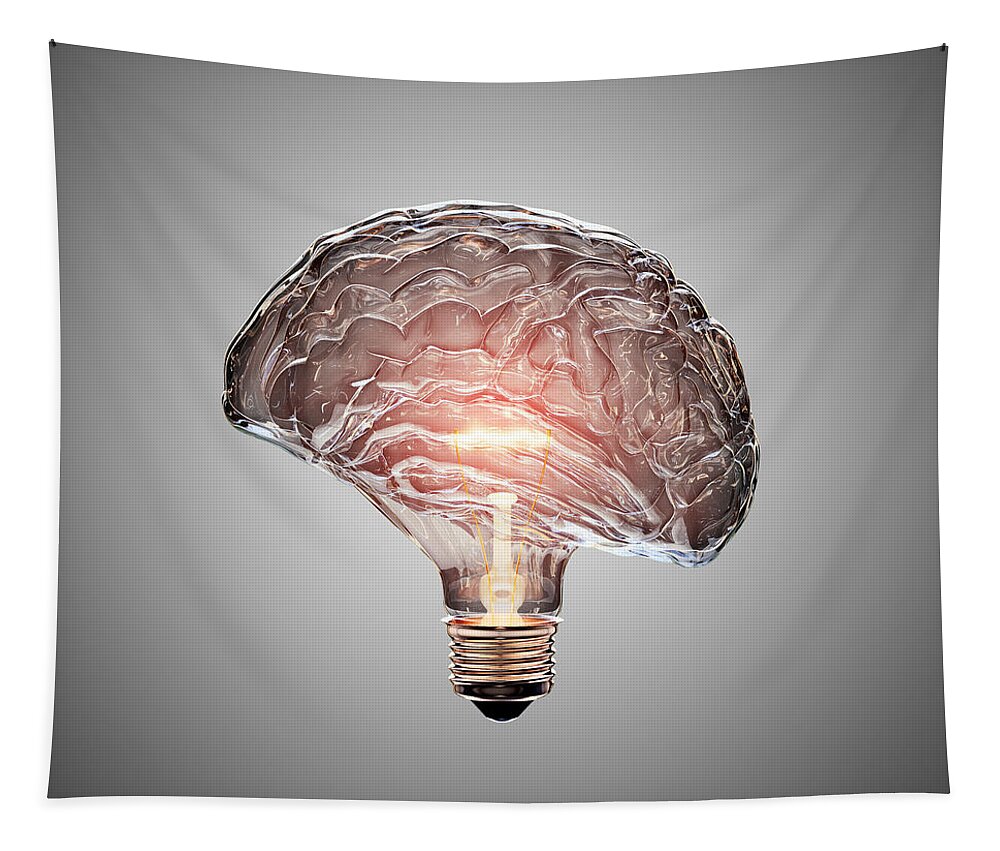 Light Tapestry featuring the photograph Light Bulb Brain by Johan Swanepoel