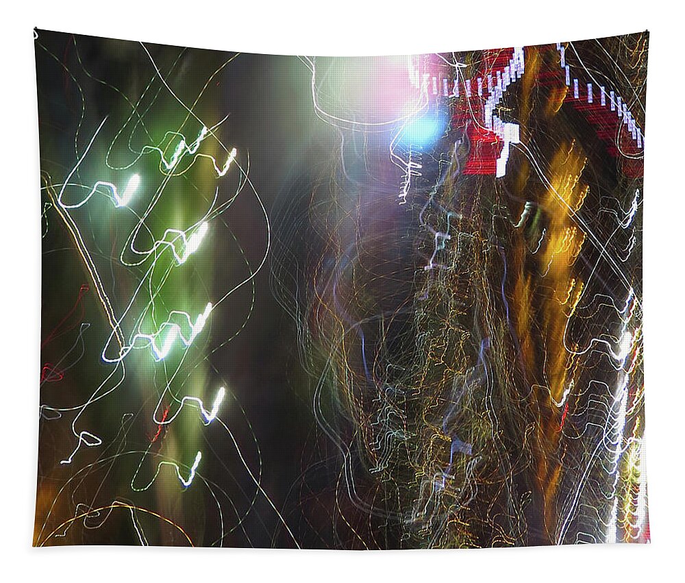 Corday Tapestry featuring the photograph Light Paintings - No 3A - Tesla's Workshop by Kathy Corday
