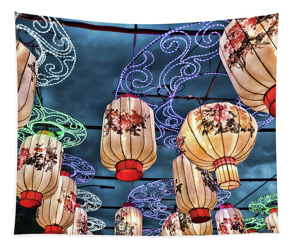 Dragonlights Tapestry featuring the photograph Lighted Lanterns by Sharon Popek