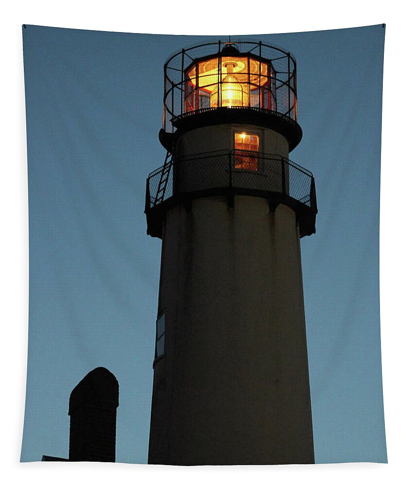Lighthouse Tapestry featuring the photograph Lighthouse Aglow by Robert Banach