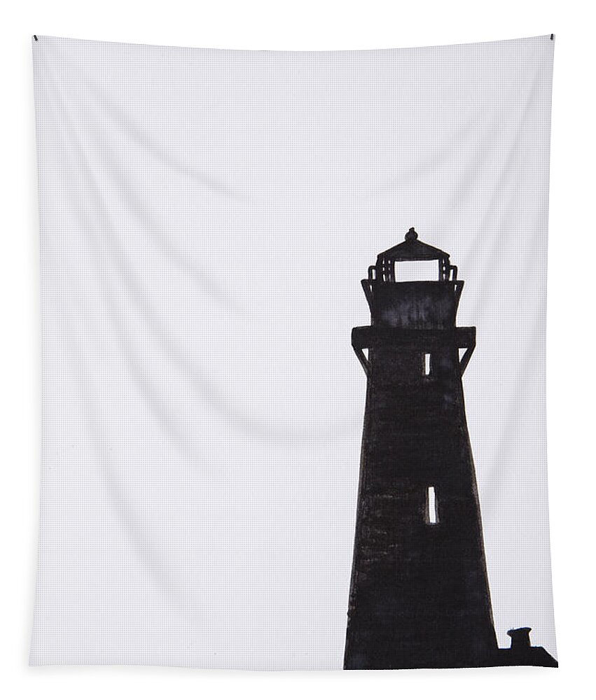 Alert Tapestry featuring the photograph Lighthouse on a rock by Tara Thelen