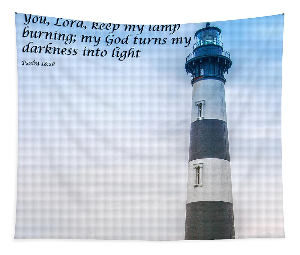 Lighthouse Scripture Verse Tapestry featuring the digital art Lighthouse Scripture Verse by Randy Steele