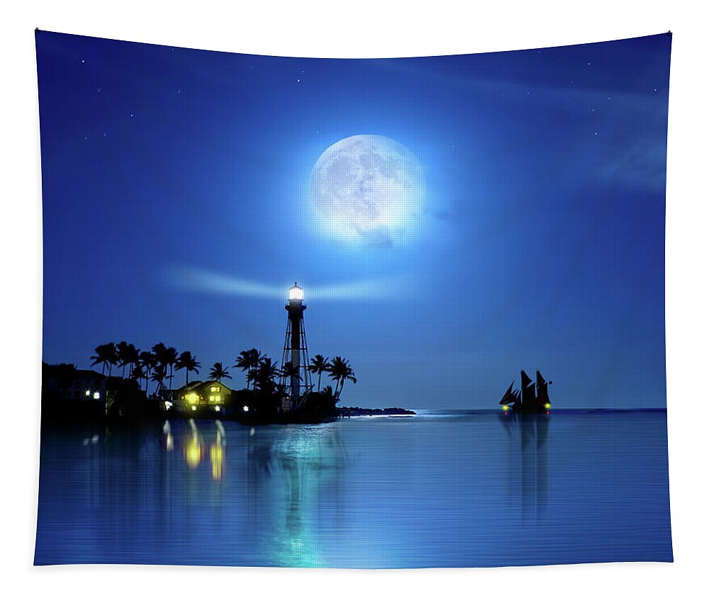Lighthouse Tapestry featuring the photograph Lighting the Lighthouse by Mark Andrew Thomas