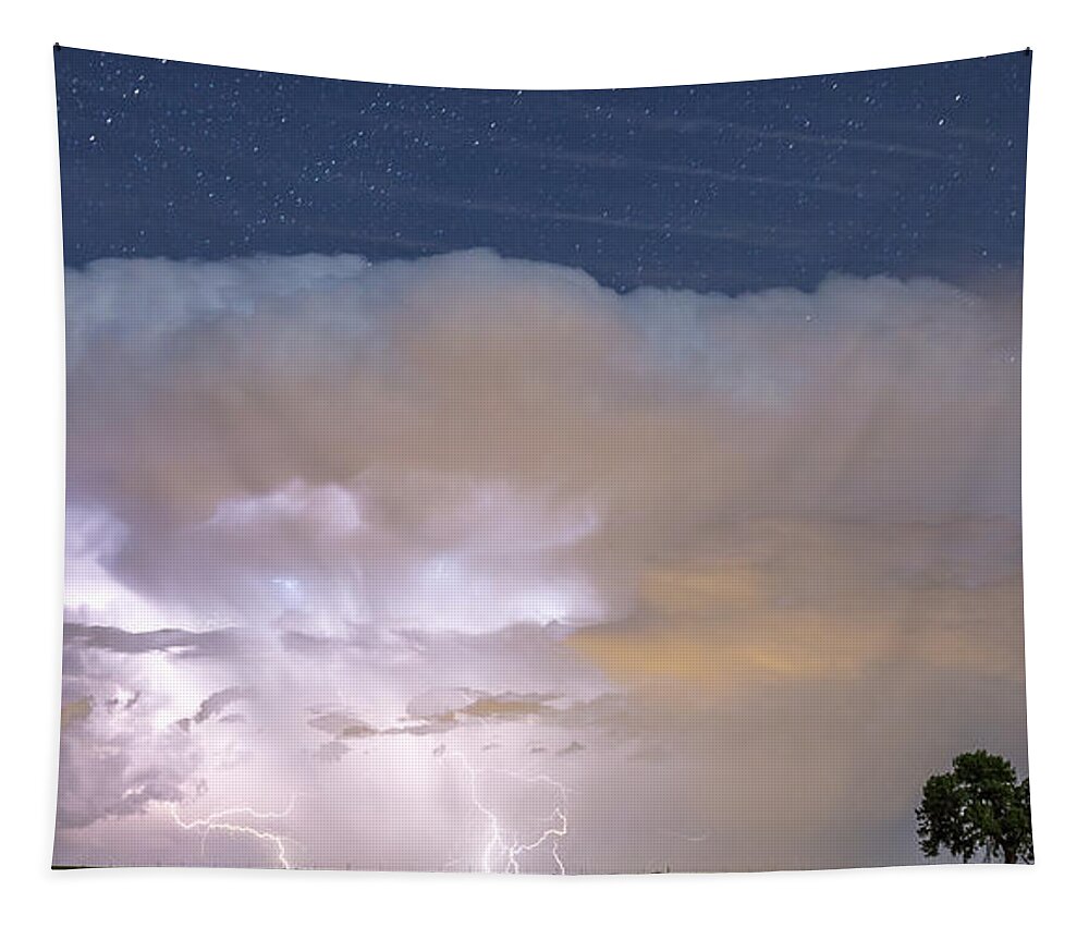 Storm Tapestry featuring the photograph Lightning Thunderstorm On the Colorado Plains by James BO Insogna