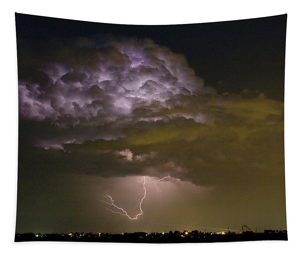 Striking Tapestry featuring the photograph Lightning Thunderstorm with a Hook by James BO Insogna