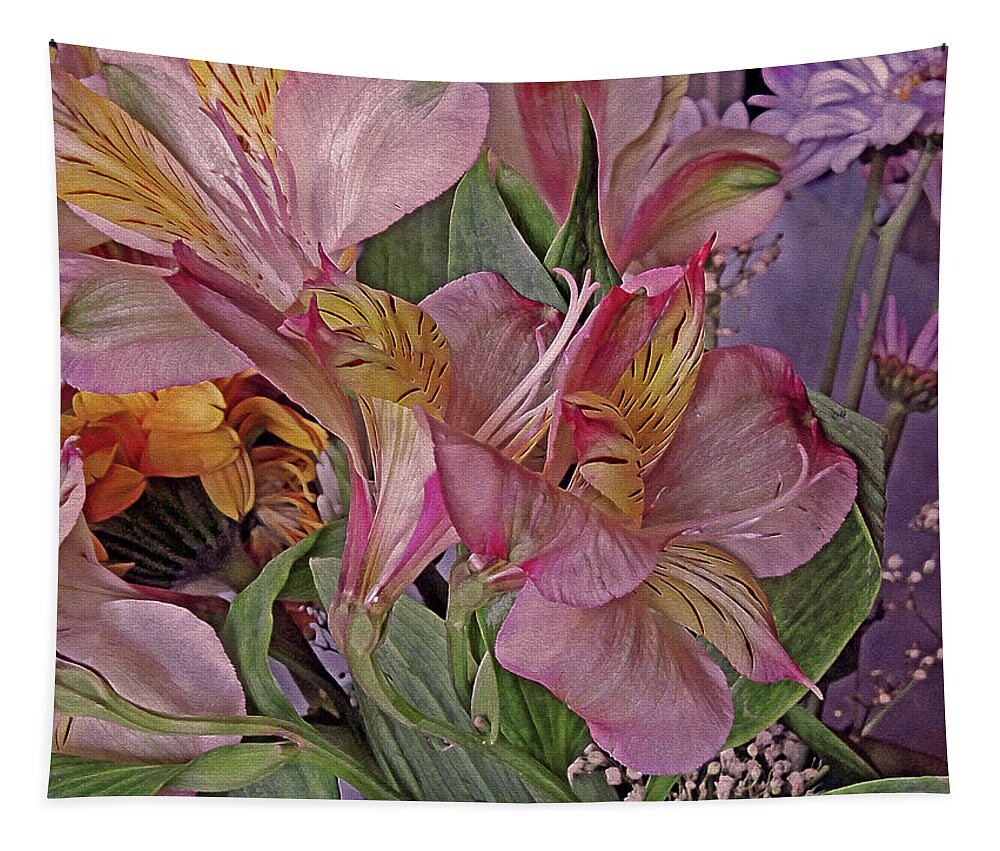 Lily Tapestry featuring the mixed media Lily Profusion 7 by Lynda Lehmann