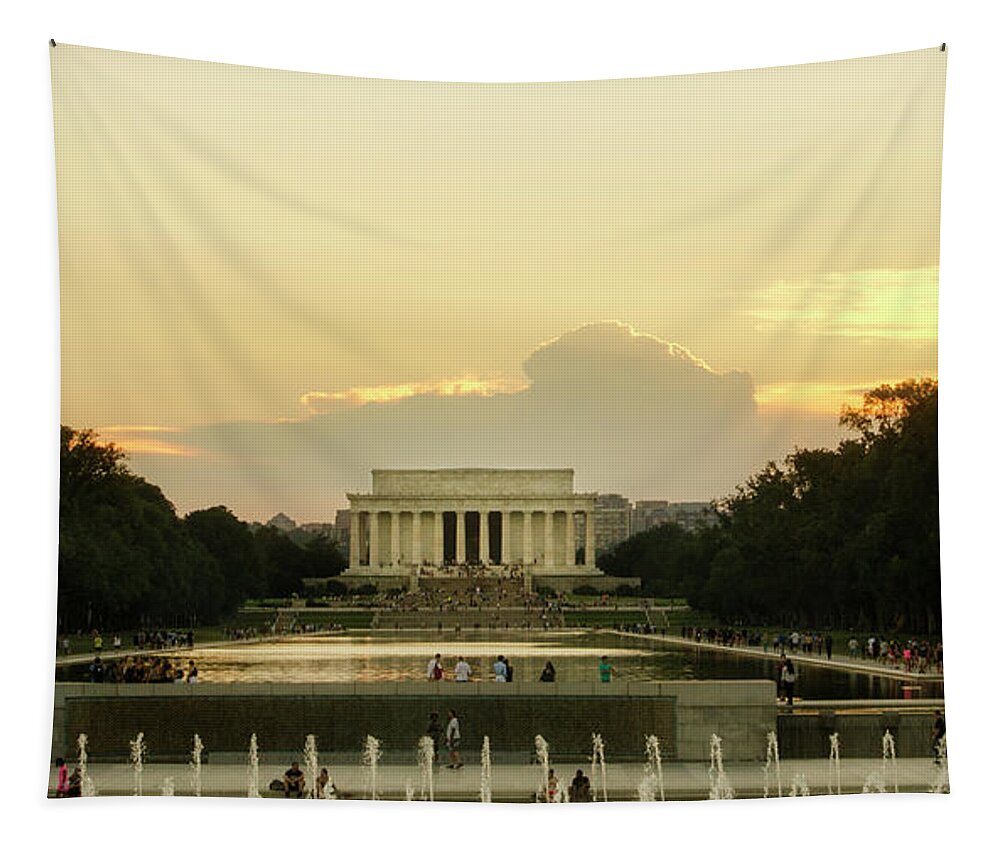 Sunset Tapestry featuring the photograph Lincoln Memorial Sunset by Greg and Chrystal Mimbs