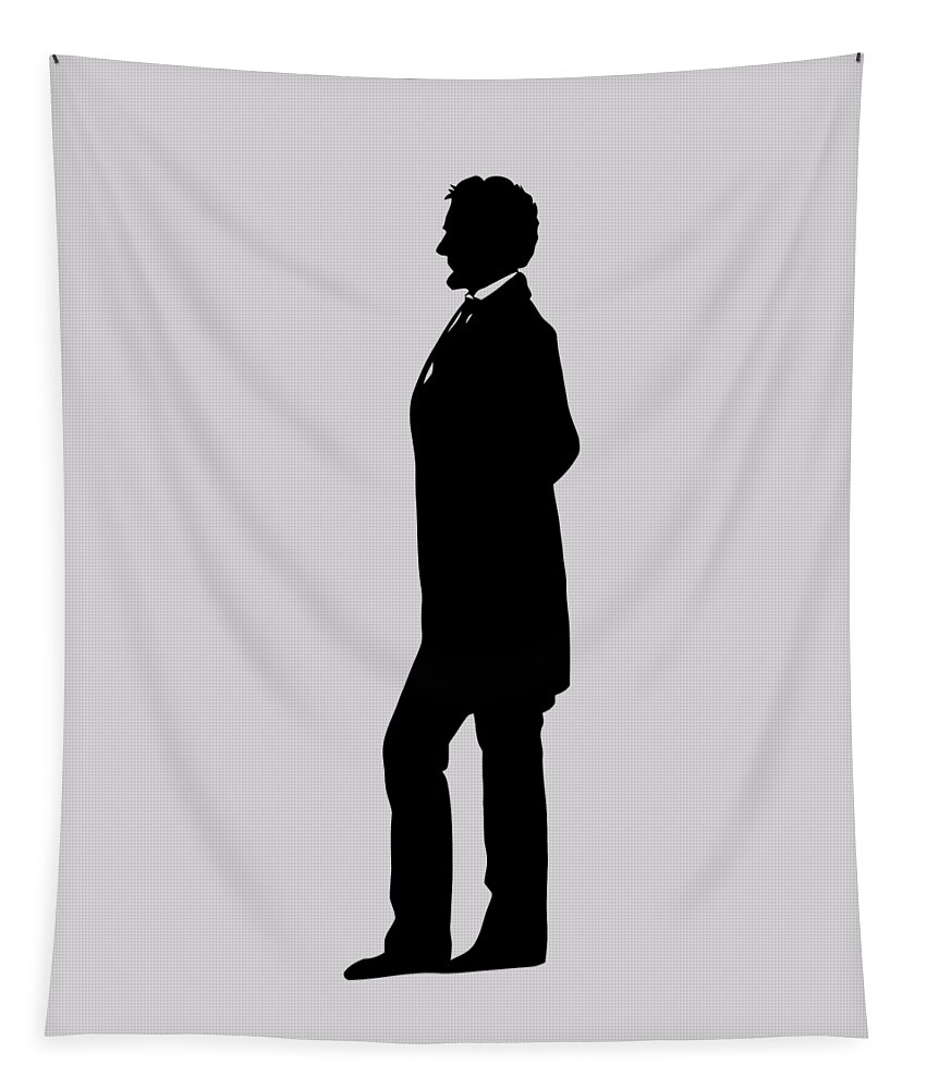 Abraham Lincoln Tapestry featuring the digital art Lincoln Silhouette and Signature by War Is Hell Store