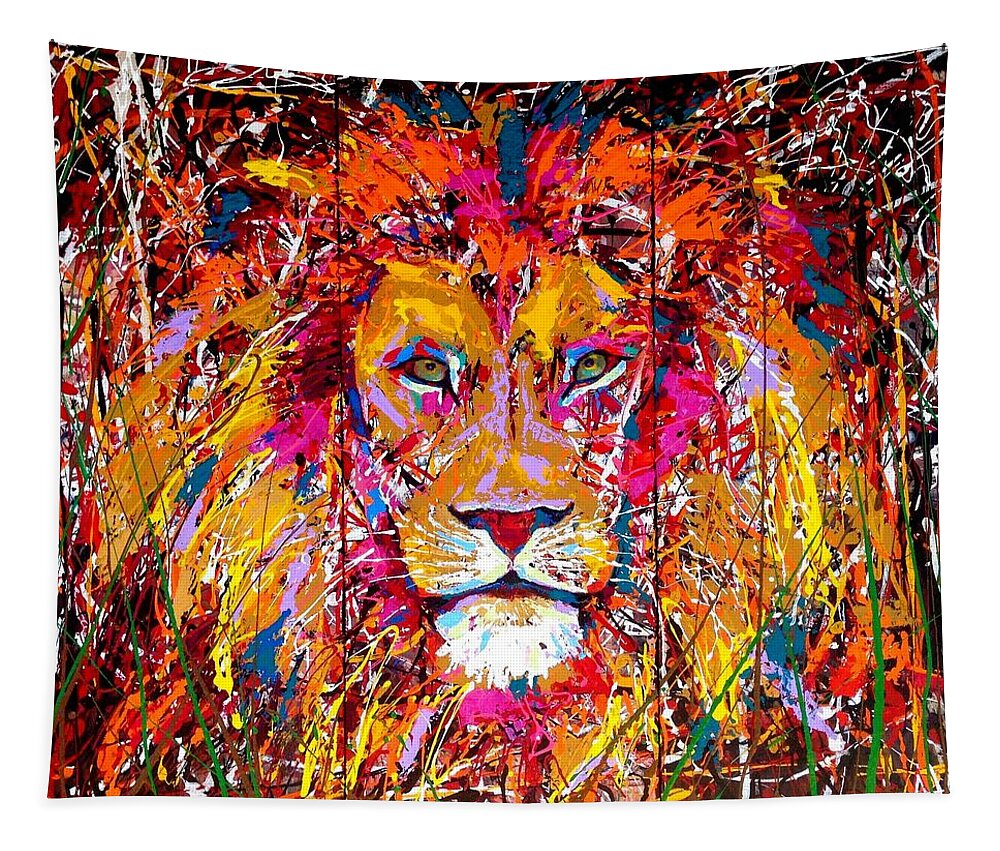 Art Tapestry featuring the painting Lion 4 by Angie Wright