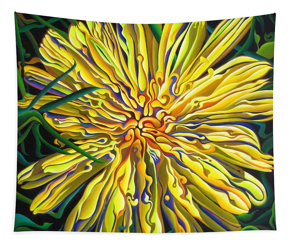 Dandelion Tapestry featuring the painting Lion in the Grass by Amy Ferrari