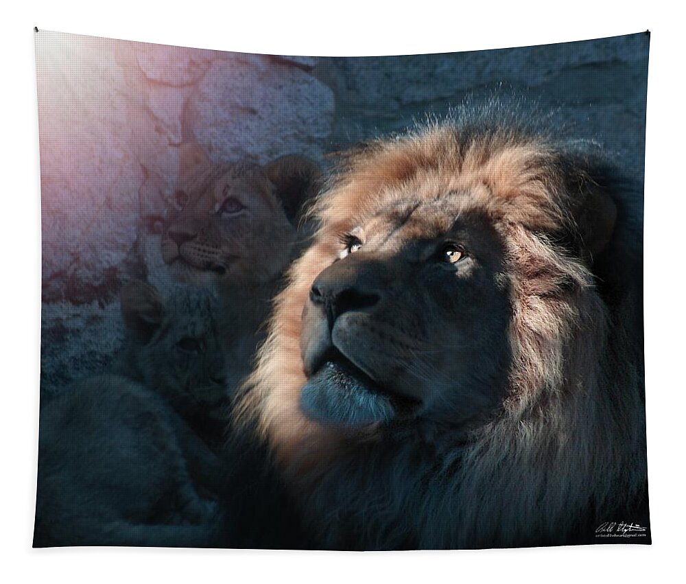 Lions Tapestry featuring the photograph Lion Light by Bill Stephens