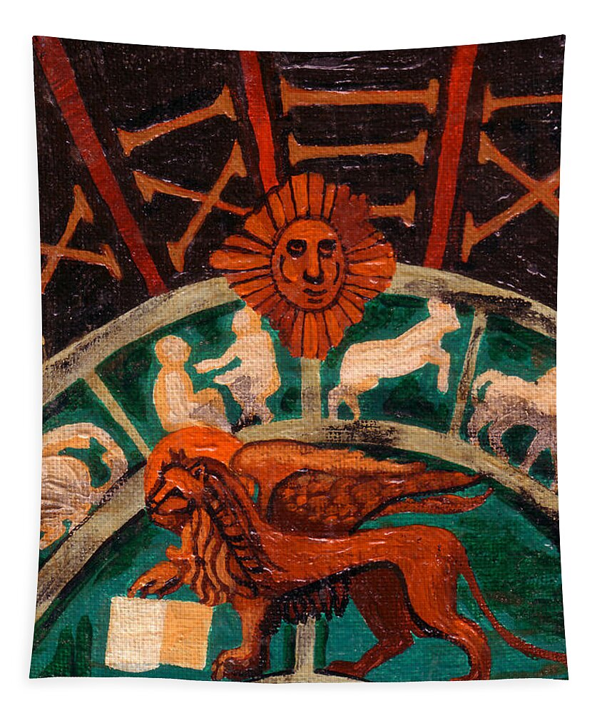 Lion Tapestry featuring the painting Lion Of St. Mark by Genevieve Esson