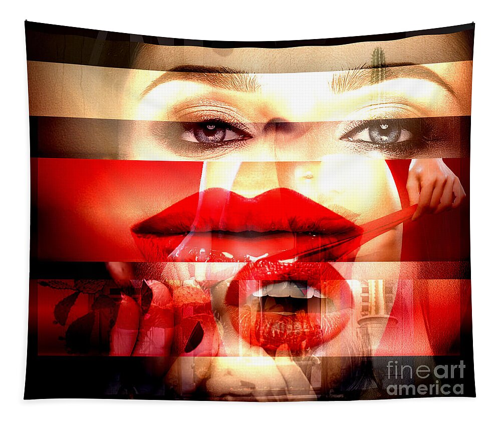 Lips Tapestry featuring the digital art Lips by John Rizzuto