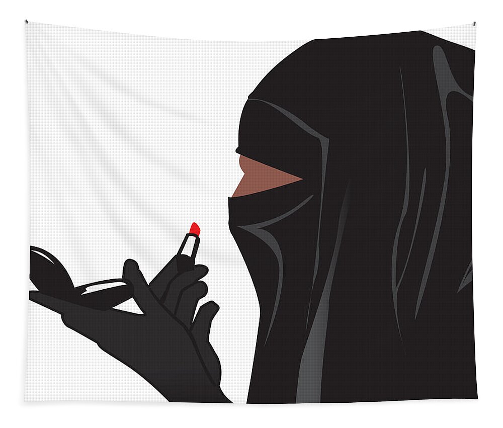 Lipstick Tapestry featuring the digital art Lipstick Niqabi by Scheme Of Things Graphics