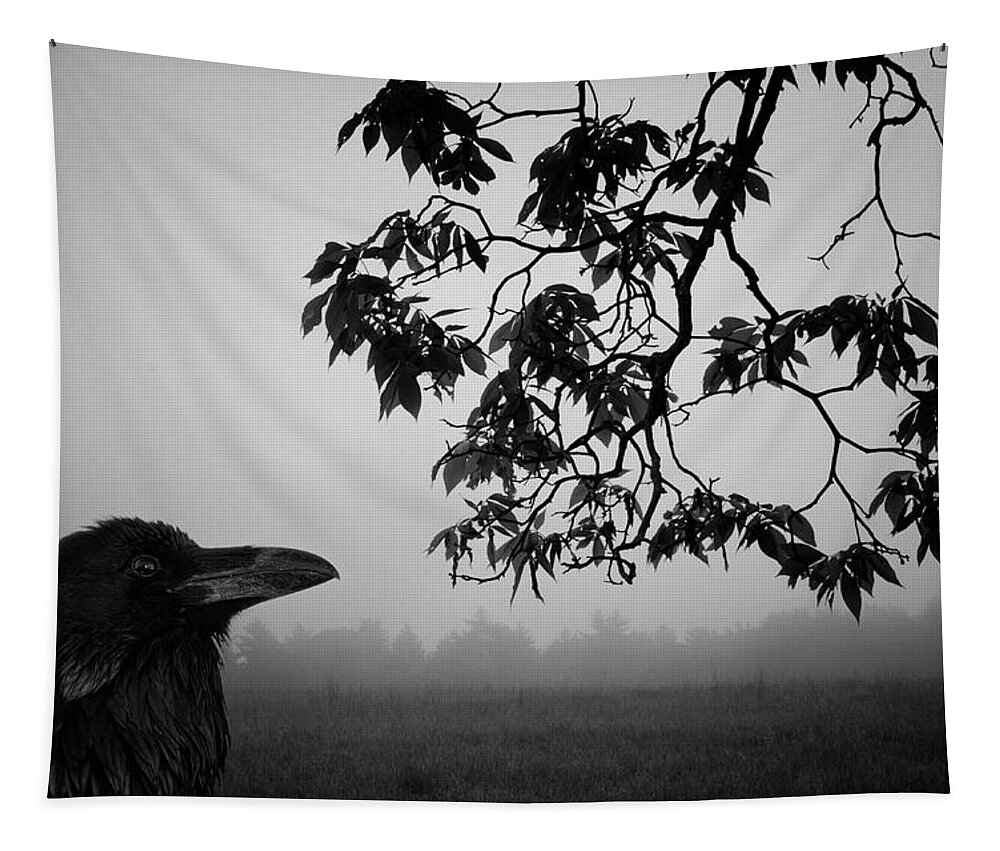 Raven Tapestry featuring the photograph Listening to the Leaves by David Gordon